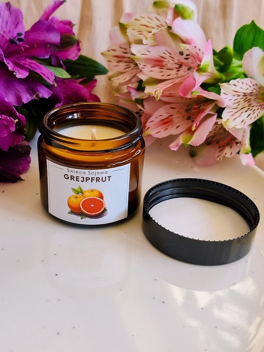 Image of Pakamera GREJPFRUT Świeca sojowa, cytrusowy intensywny aromat, zapach do domu