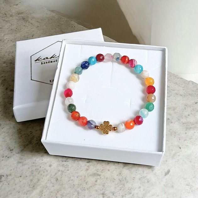 Image of Pakamera PROMOCJA : czterolistna koniczynka &amp; agat multicolor