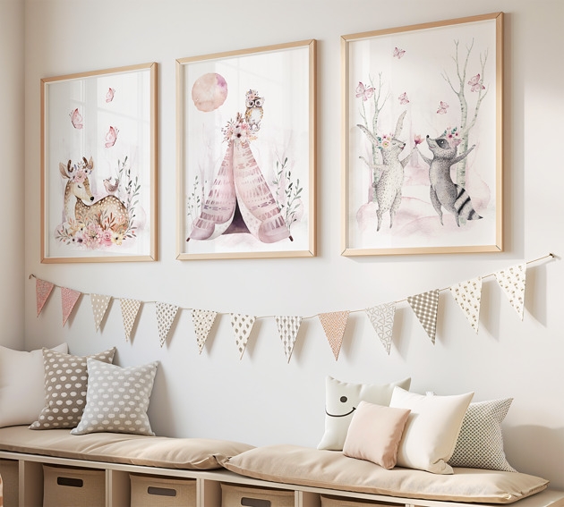 Image of Pakamera Zestaw 3 plakaty, obrazki do pokoju dziecka Sarenka BOHO