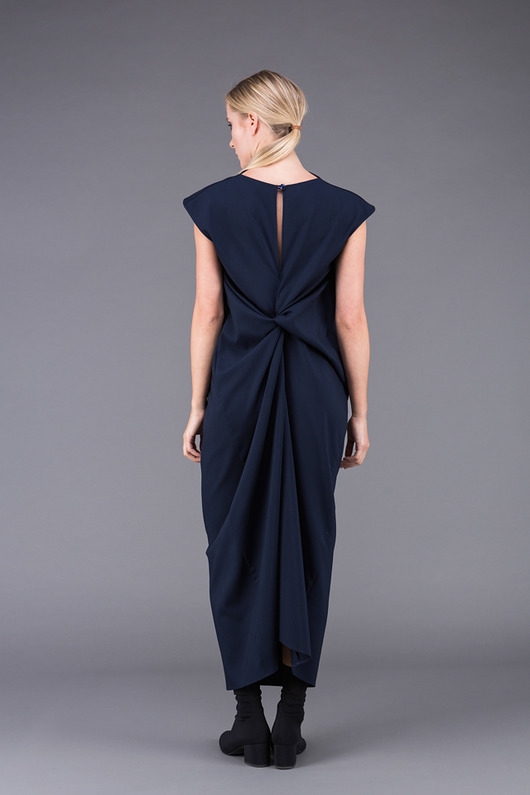 Image of Navy mary back knot dressi