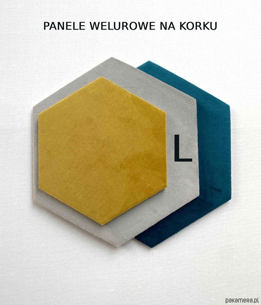 Image of L Panel na ścianę z weluru heksagon sześcian