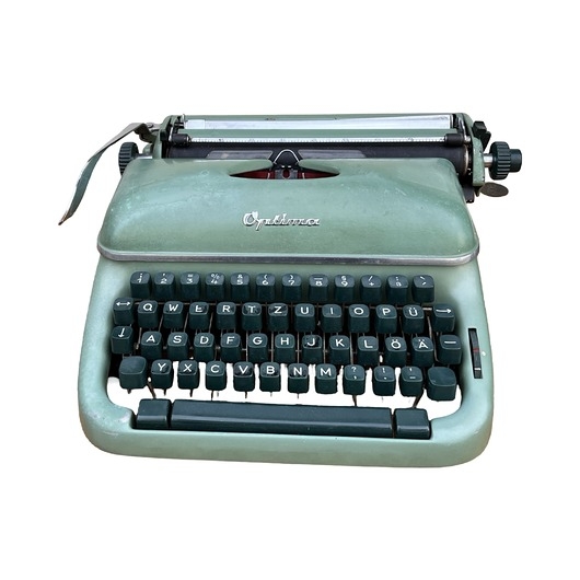 Image of Zielona maszyna do pisania Optima Elite 3, Niemcy, 1958.