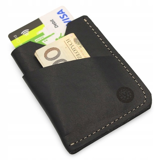 Image of Pakamera Skórzane Etui na Karty Banknoty Dowód Portfel Slim Czarny - Parker Quality