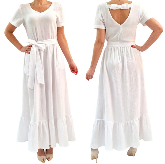 Image of Bawełniana letnia sukienka z białego muślinu roz 36-56