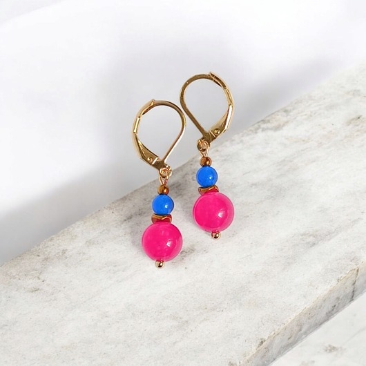 Image of Pakamera SUMMER COLLECTION : drobne kolczyki : kolorowy jadeit I