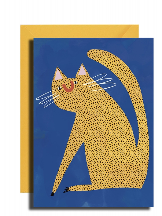 Image of Kartka okolicznościowa żółty kot + koperta