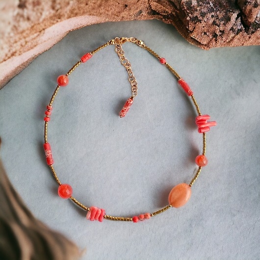 Image of Pakamera Naszyjnik ORANGE : choker : summer collection : POMARAŃCZOWY NASZYJNIK