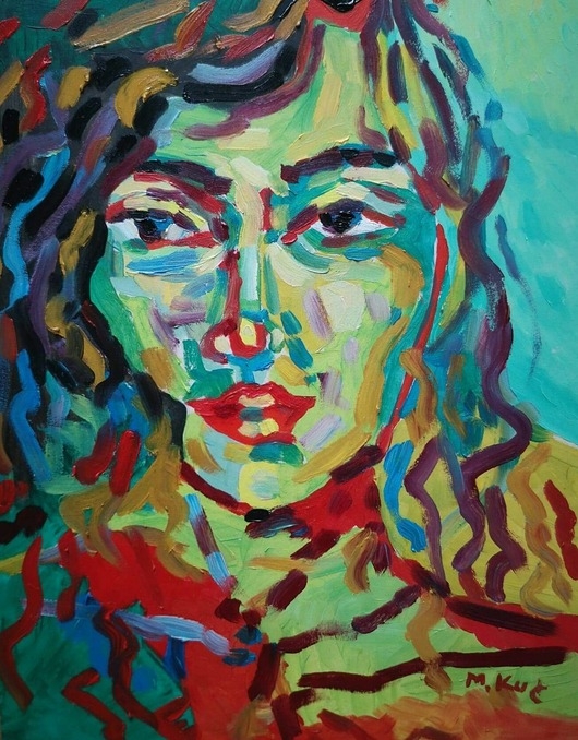 Image of Pakamera Obraz olejny do salonu portret kobiety