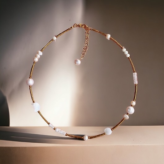 Image of Pakamera Naszyjnik WHITE : choker : summer collection : BIAŁY NASZYJNIK