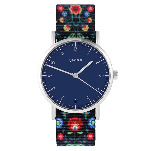 Image of Pakamera Zegarek - Simple, granat - folk czarny, nato