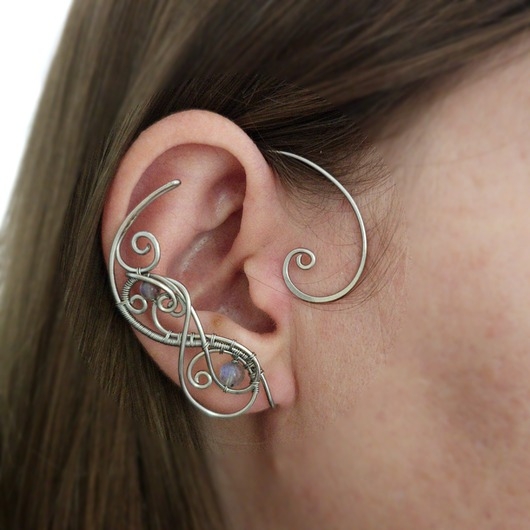 Image of Pakamera Nausznice zausznice oryginalne kolczyki labradoryt wire wrapping