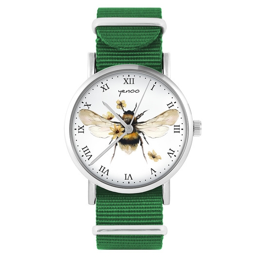 Image of Pakamera Zegarek - Bee natural - zielony, nylonowy