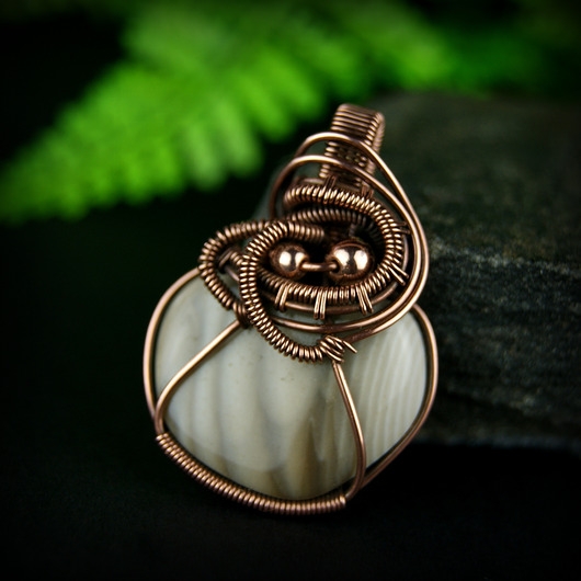 Image of Krzemień pasiasty wisiorek wire wrapping