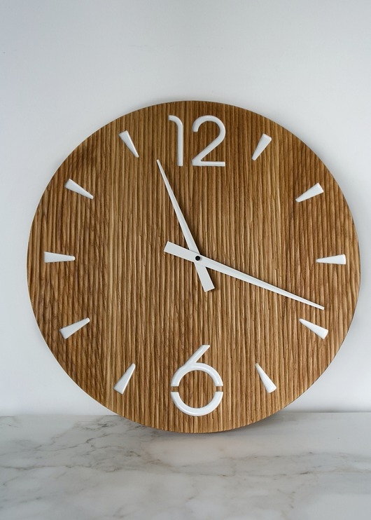 Image of Minimalistyczny strukturalny zegar dębowy 50 cm