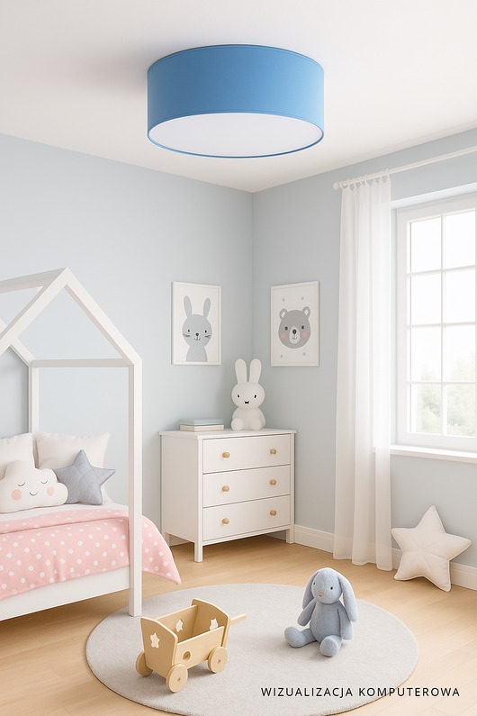 Image of Pakamera Niebieska lampa sufitowa dla dzieci z abażurem o średnicy 50 cm DUBAJ KIDS