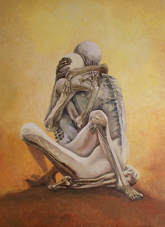 Image of Pakamera Duży obraz olejny Beksiński para zakochani