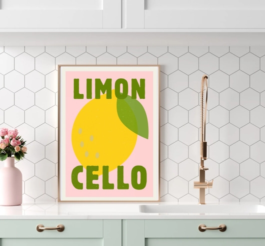 Image of Pakamera Limoncello poster, plakat cytryny, dekoracja ścienna kuchni