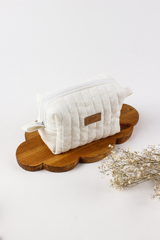 Image of Pakamera Lniana kosmetyczka box z zamkiem