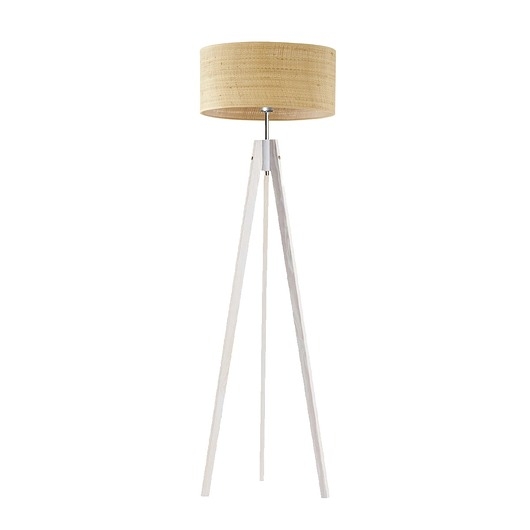 Image of Pakamera Drewniana lampa stojąca trójnóg z rattanowym kloszem HAITI BOHO