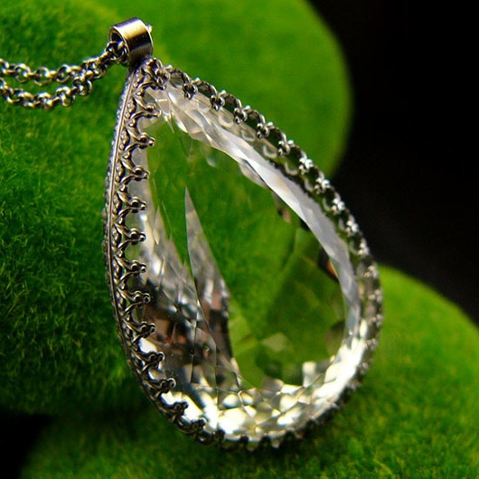 Image of Pakamera Naszyjnik Amulet - Kryształ Górski Srebro - Unikat