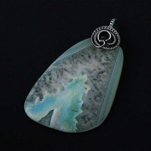 Image of Pakamera Amora - bardzo duży wisior z agatem, wire-wrapping