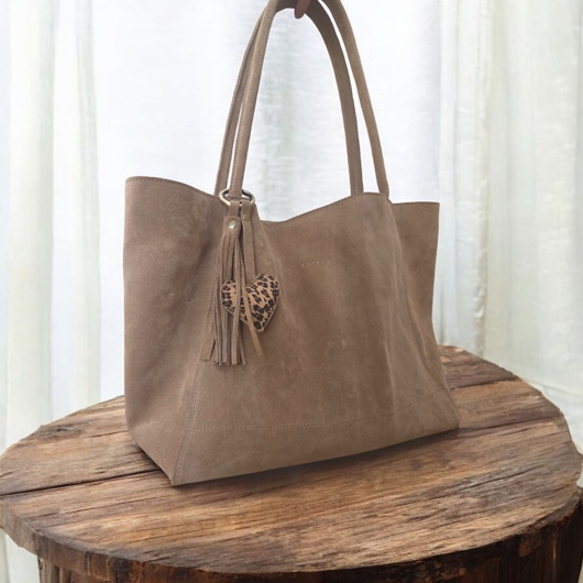 Image of Pakamera Shopper torba skórzana zamszowa, sand