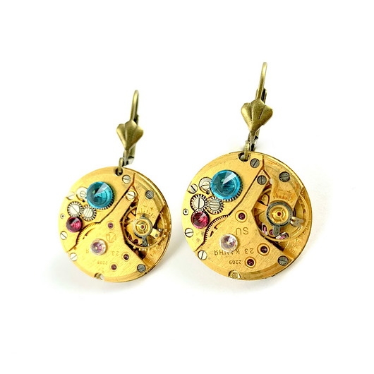 Image of Pakamera Kolczyki pozłacane - GOLDEN TREASURE - turkus