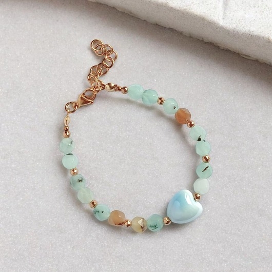 Image of Pakamera Bransoletka : SPRING collection: JADEIT i ceramiczne serduszko II