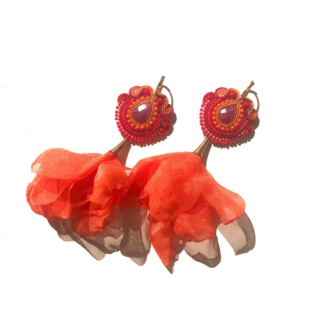 Image of Pakamera Sutaszowe kolczyki ALANYA orange