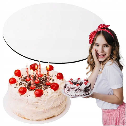 Image of Pakamera Tacka Podkład pod tort ciasto torta Cukierniczy GRUBY BIAŁY 28 CM Okrągły