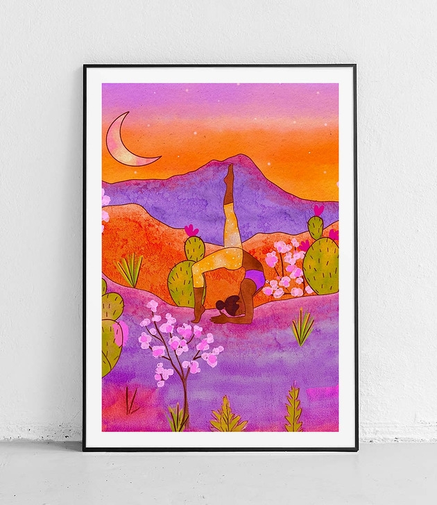 Image of Pakamera Plakat Joga pod fioletowym niebem