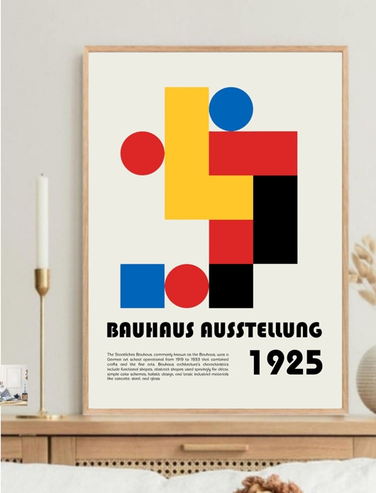 Image of PLAKAT retro Bauhaus kolorowa abstrakcja