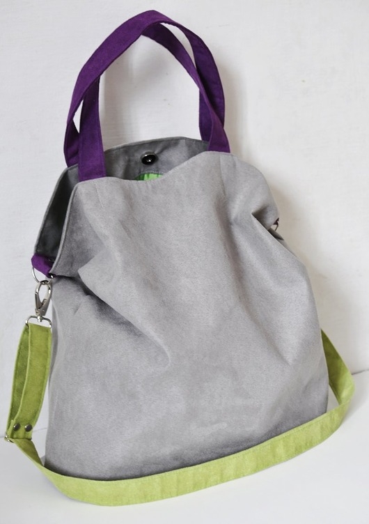 Image of Torba hobo XXL- szary, limonka, fiolet