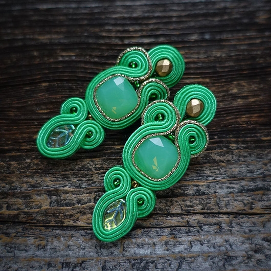 Image of Pakamera Zielone kolczyki soutache