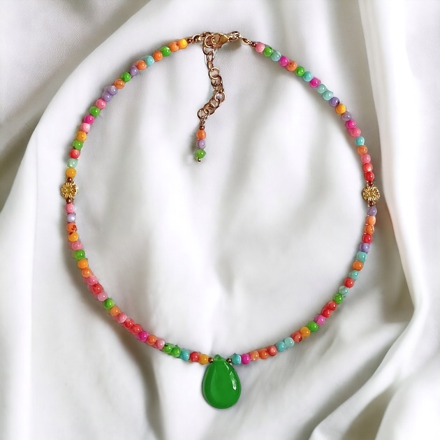 Image of Choker : summer collection :: kolorowa muszla, jadeit