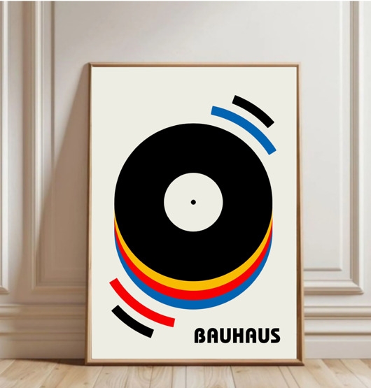 Image of PLAKAT retro Bauhaus muzyka płyta winylowa