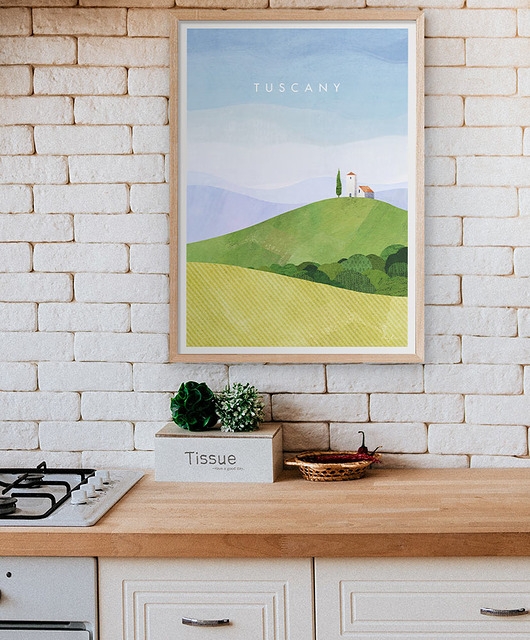 Image of Pakamera Toskania - zielone wzgórza - plakat 50x70 cm