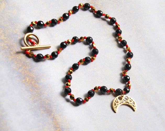 Image of Pakamera Choker OCHRONNY naszyjnik : turmalin &amp; lunula