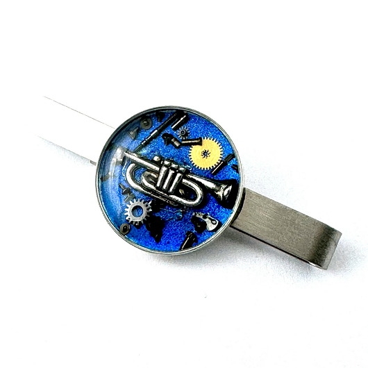 Image of Pakamera Spinka do krawata - Dla Muzyka - TRĄBKA (BLUE) (unikat)