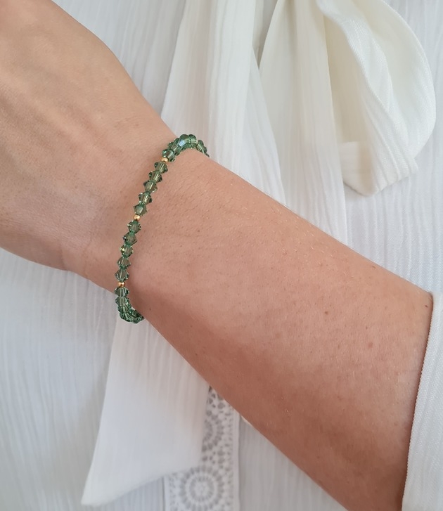 Image of Pakamera Kryształki Swarovski bransoletka zieleń