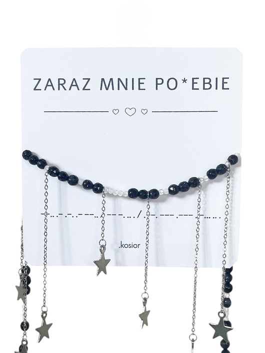Image of Pakamera Naszyjnik z alfabetem Morse Noc Kairu i Opal kryształowy