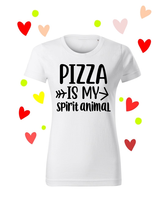 Image of Koszulka T-shirt Pizza is my spirit animal Folia Flex/ biała