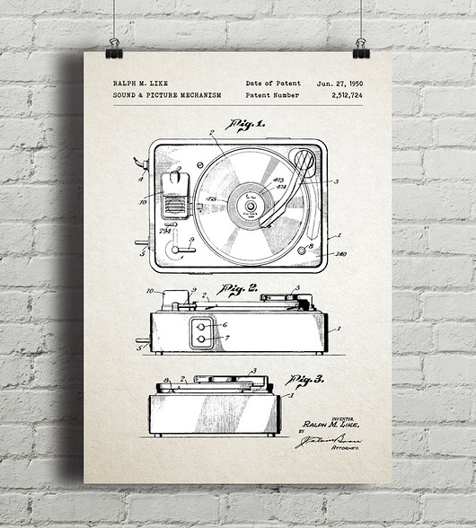 Image of Gramofon - patent - plakat vintage