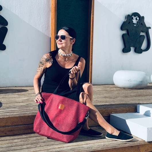 Image of Pakamera Duża torba shopperka Mili Duo - czerwona