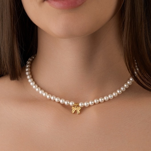 Image of Pakamera Choker naszyjnik perły- srebro 925