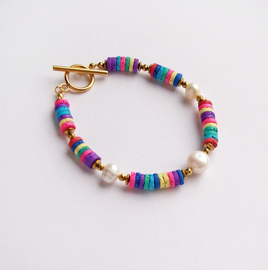 Image of Pakamera SUMMER collection : bransoletka : lawa &amp; perły