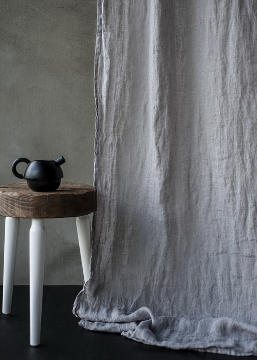 Image of Pakamera Zasłona z Lnianego Muślinu - pearl grey
