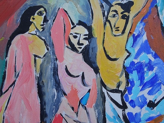 Image of Kolorowy obraz do salonu panny z awinione pablo picasso