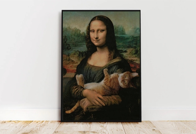 Image of Pakamera PLAKAT Mona Lisa z kotem, zabawny prezent dla kociary