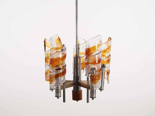 Image of Lampa wisząca, szkło Murano, włoski design, lata 70, produkcja: Włochy